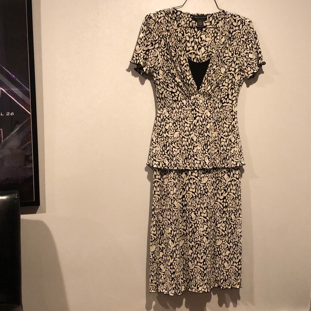 Vintage 90s Connected Apparel Black and White Ruffled Maxi Dress